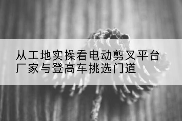 涉县电动剪叉升降平台厂家-从工地实操看电动剪叉平台厂家与登高车挑选门道